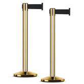 Crowd Control Barriers with Retractable Belt Stanchion Pole For Crowd Control Gold/Black (Set of 2)