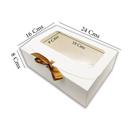 Silk Ribbon Closure Design Window Gift boxes (24x16x8Cms) 10Pc Pack - Brown