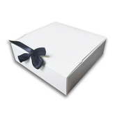 Small Silk Ribbon Closure Design BROWN Kraft Gift boxes (16x16x5Cms) 12Pc Pack - White