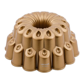Bundt pan round Marquise shaped cake pan | Aluminium Cake Mold | Non Stick Coating | Gold (Size: 24CM x 24CM x 10CM) - LIFE SMILE