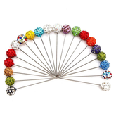 New Hijab Pins 30Pcs Pack Ball Crystal Muslim Hijab Brooches Women Safety Abaya Khimar Pins Mix Color 30Pcs Pack
