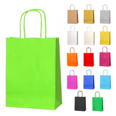 12pc Kraft Paper bags with twisted paper handle Size : 26x21x11cm Light Green - Willow