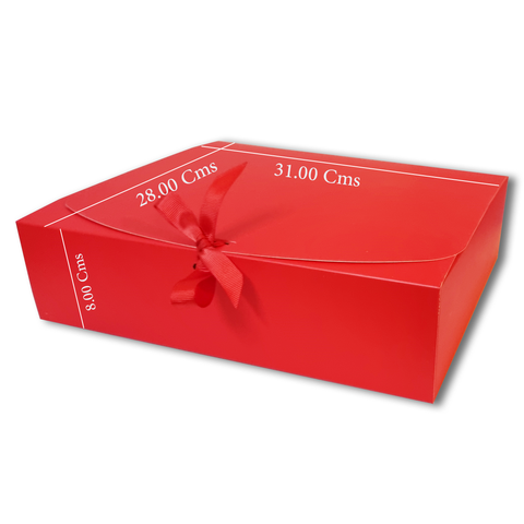 Silk Ribbon Closure Design RED Kraft Gift boxes (31x28x8Cms) 10Pc Pack - WILLOW