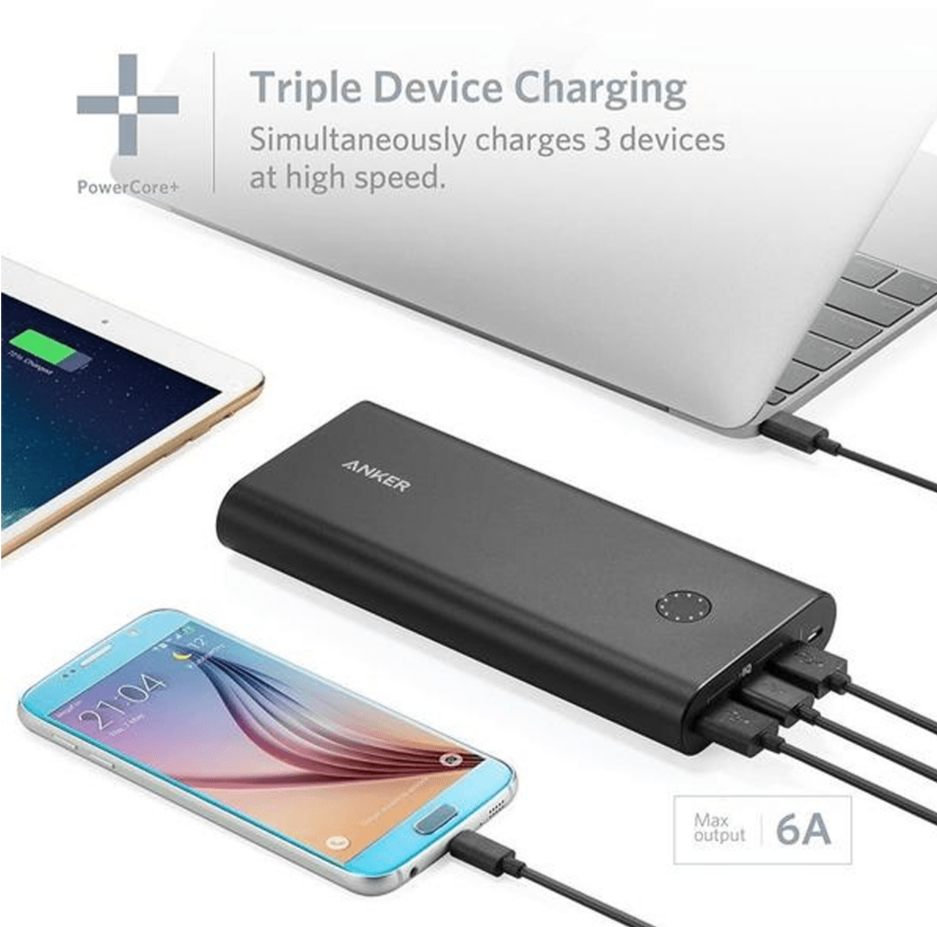 Anker PowerCore 26800 Portable Charger with USB Wall Charger & QC2.00 - Black - SquareDubai