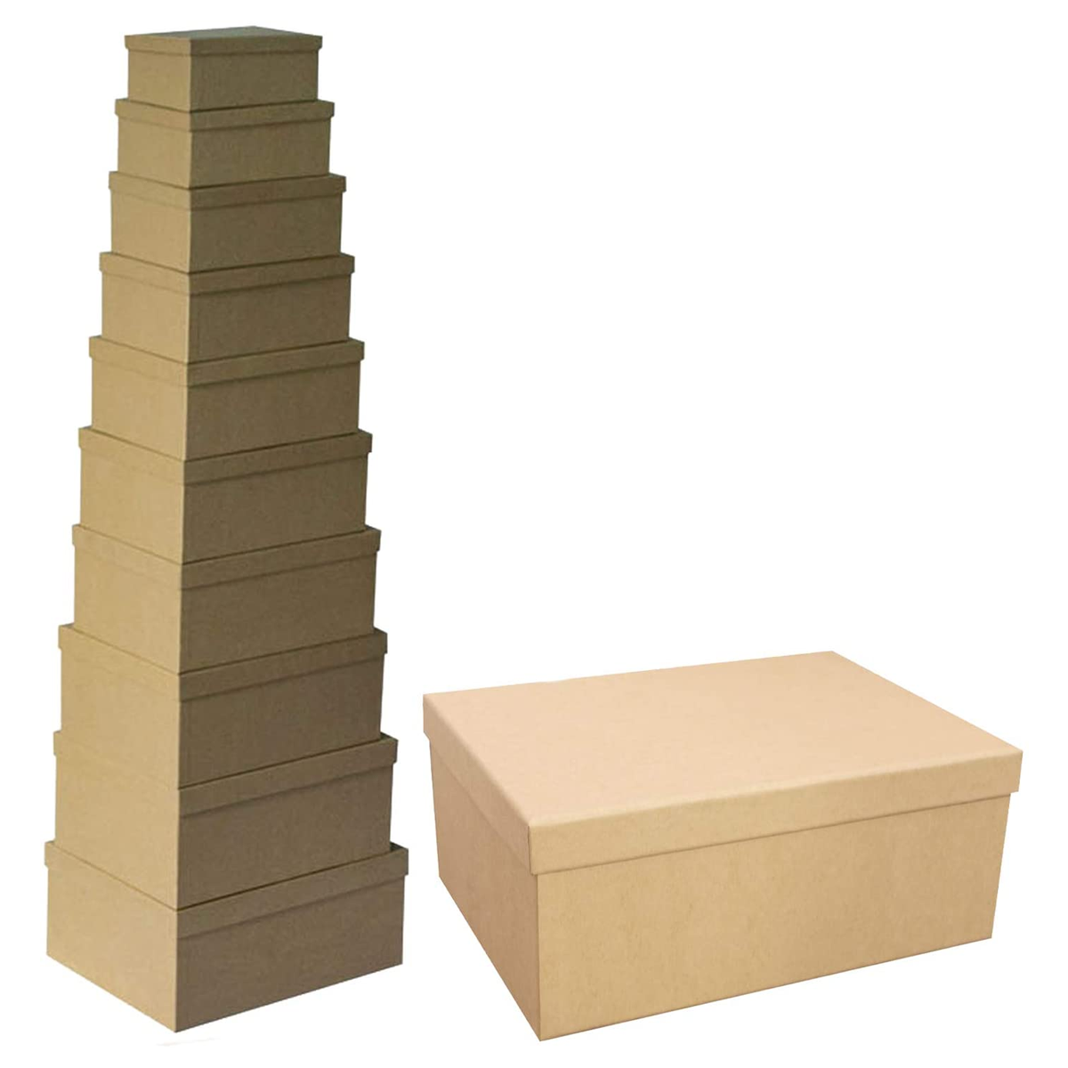 10Pcs Brown Gift Boxes Set, Cardboard Rectangle Storage Organizer Florist Rose Box, Rigid Lid Durable Reusable (Brown) - Willow