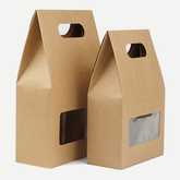 Kraft Paper Foldable Window Box with Handle For Candy, Gift, Chocolate or Wedding Favor (26x17x6.5Cms)- Pack of 12 - Willow