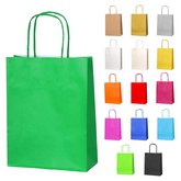 12pc Kraft Paper bags with twisted paper handle Size : 26x21x11cm Green - Willow