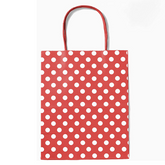 Red Polka DOT Biodegradable, Food Safe Ink & Paper, Premium Quality Kraft Bag 21x15x8cm (12 Pc Pack)