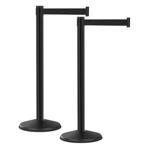 Crowd Control Barriers with Retractable Belt Stanchion  Pole For Crowd Control Gold/Red (Set of 2)