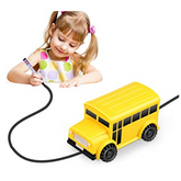 Inductive Train Toy Magic Mini Car Follow Drawn Black Line for Kids (School Bus)