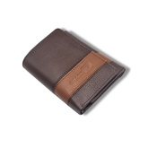 Men Brown/Tan Genuine Leather Tri-Fold Wallet - (13 Card Slots) - Chaos