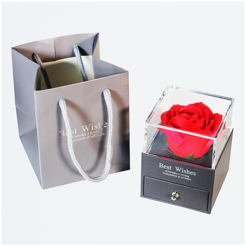 Olmecs Romantic Rose Jewelry Gift Box, with Small Carry Bag for Valentine Day or Wedding Day