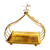 Square Stainless Steel Serving Tray with Handle 24x24cm Diameter, Gold