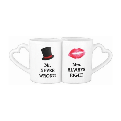 Mr Right  & Mrs Always right Two-tone Couple Mugs