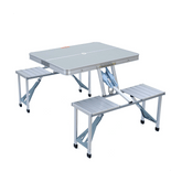 Aluminium Folding Portable Picnic Outdoor Camping Set Table & 4 Chairs BBQ Party - SquareDubai