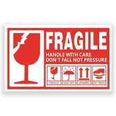 Fragile - Shipping Box Warning Stickers 12 x 8Cms 50Pc Pack - Willow