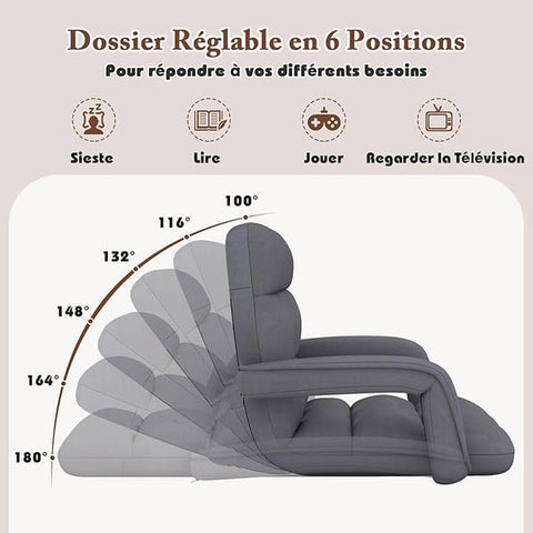 Willow Portable Folding Chair Single Floor Lazy Sofa with Handle Adjustable Back