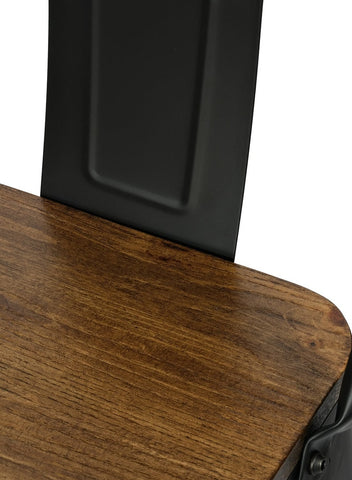 Olmecs Metal Bar Chair With Back Support High, Black Walnut Wood High Chair