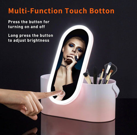 Portable Makeup Case Makeup Mirror With Led Light 3-in1