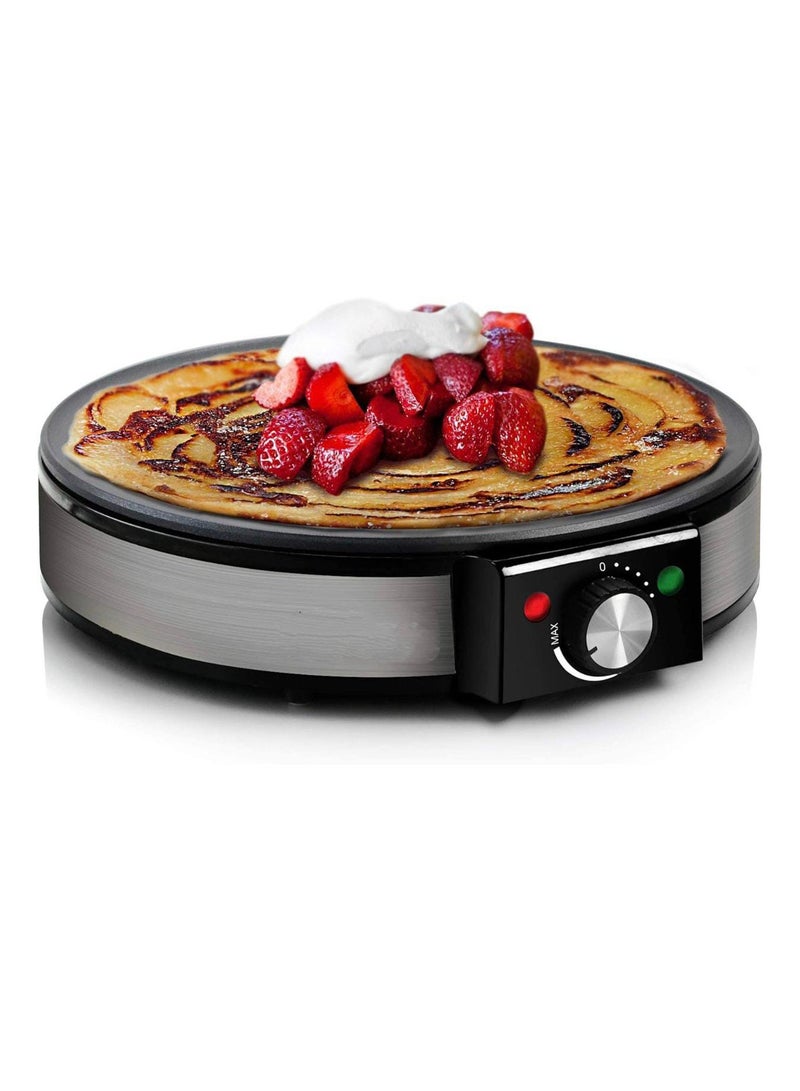 MEBASHI Crepe Maker, 30 cm, Black (1200W) Non-Stick Coating (ME-CRP334)