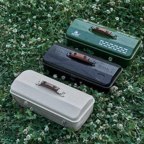 Portable Outdoor Toolbox with Teapot, Gas Stove, and Small Portable Flashlight