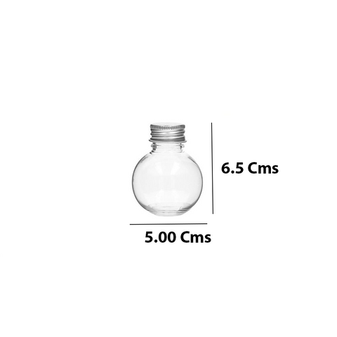 Willow Transparent Mini Bulb Shaped Bottle with aluminium Screw Cap 50ml (24Pc Pack)