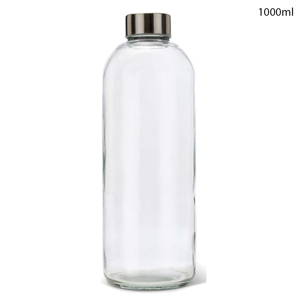Willow Glass Drinking Bottles for Beverage and Juice with stainless Steel Caps & Leak-Proof Lid 500 ml (24Pc/Ctn)
