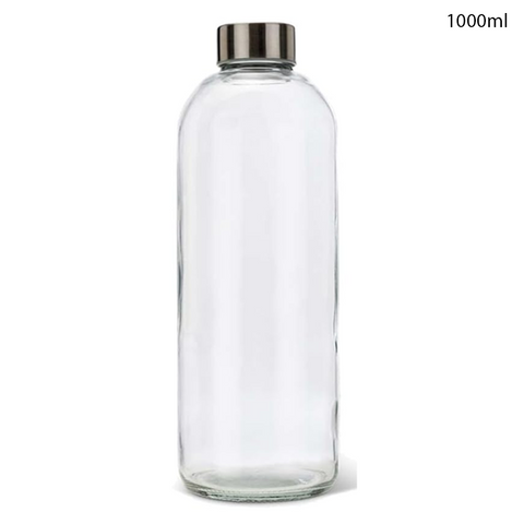 Willow Glass Drinking Bottles for Beverage and Juice with stainless Steel Caps & Leak-Proof Lid 500 ml (24Pc/Ctn)