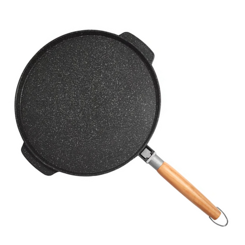 Non-Stick Double Grill Pan 32 cm for Cooking on a Smooth Side and with a Stripe. Removable Handle