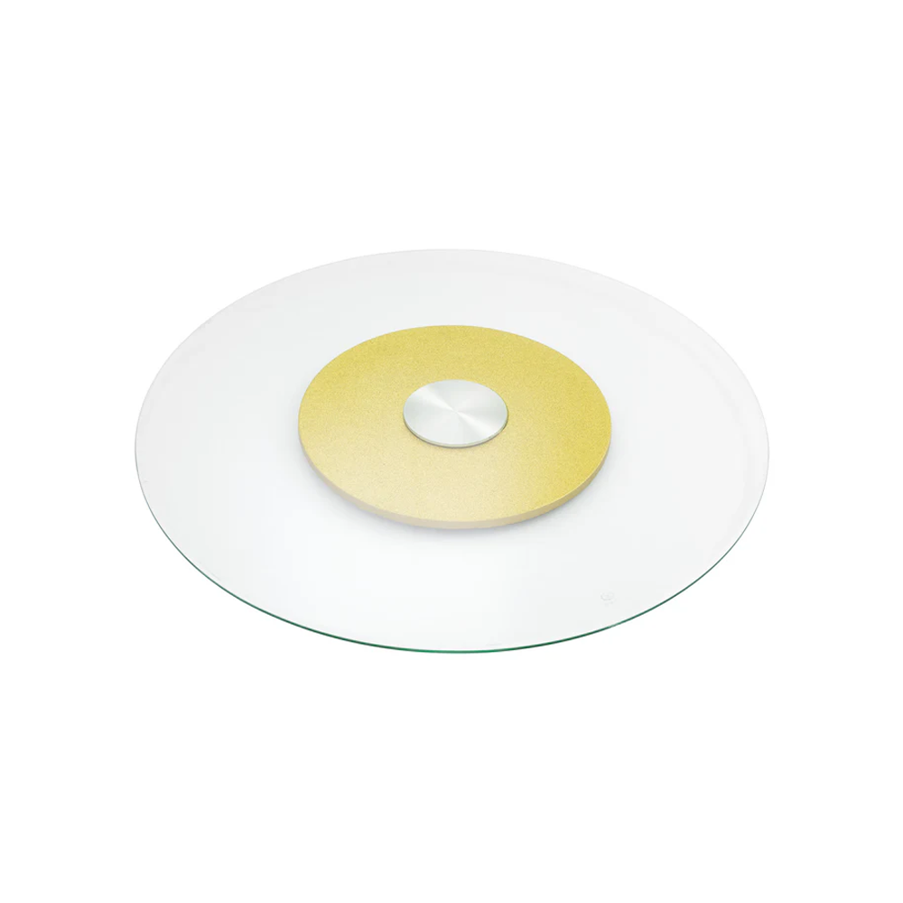Large Rotating Tray For Kitchen Dining Table, Double Glass Design Transparent 80/100/120cm (Silver) (Copy)