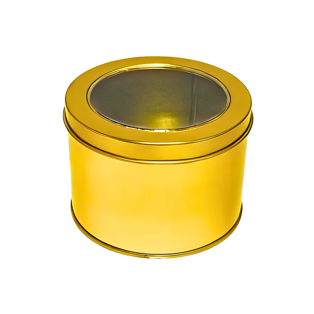 12Pc-Pack Empty Round Metal Tins with Clear Window (9x6.5 Cms) - Willow