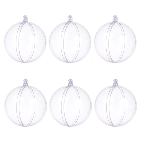 6 Pack of Transparent Fillable Decoration Balls, for party decoration （size 8 CM) Willow