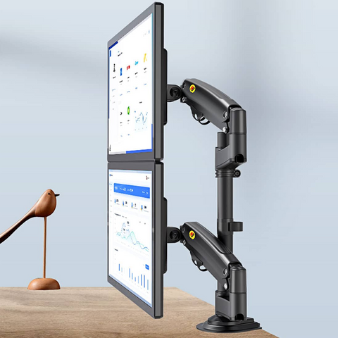 H180 Dual Screen Desktop Mount - Adjustable Monitor Arm for 22" to 32" Screens - Ergonomic Stand for 2 Monitors, Full Motion Swivel, Tilt, and Rotation - Black