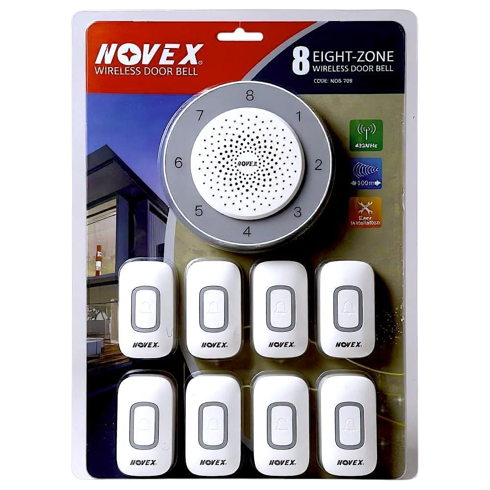 NOVEX® Wireless Doorbell with 8 Call Buttons – 500m Range  NDB-708