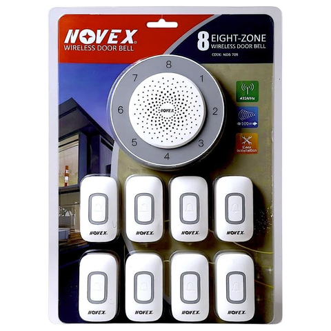 NOVEX® Wireless Doorbell with 8 Call Buttons – 500m Range  NDB-708