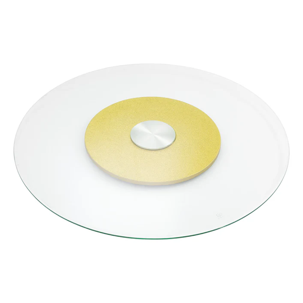 Large Rotating Tray For Kitchen Dining Table, Double Glass Design Transparent 80/100/120cm (Silver) (Copy)