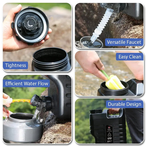 Tobys 12L Water Bucket BPA Free Portable Camping Water Container With Tap