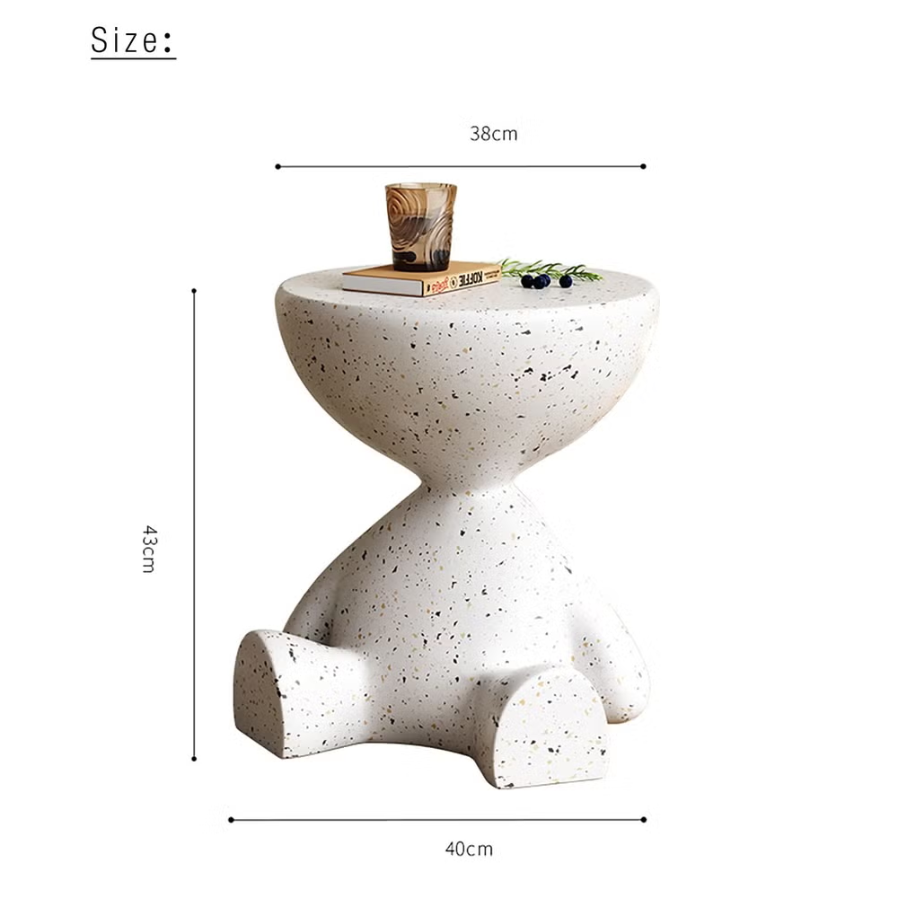 Side Table for Indoor Modern Faux Terrazzo Stool Coffee Table Heavy Duty End Table