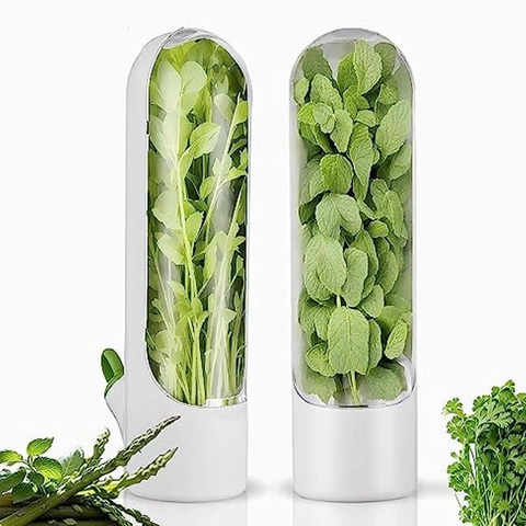 Olmecs Large Refrigerated Herb Fresh-Keeping Box, Refrigerated Coriander Storage Box (2Pc Pack)