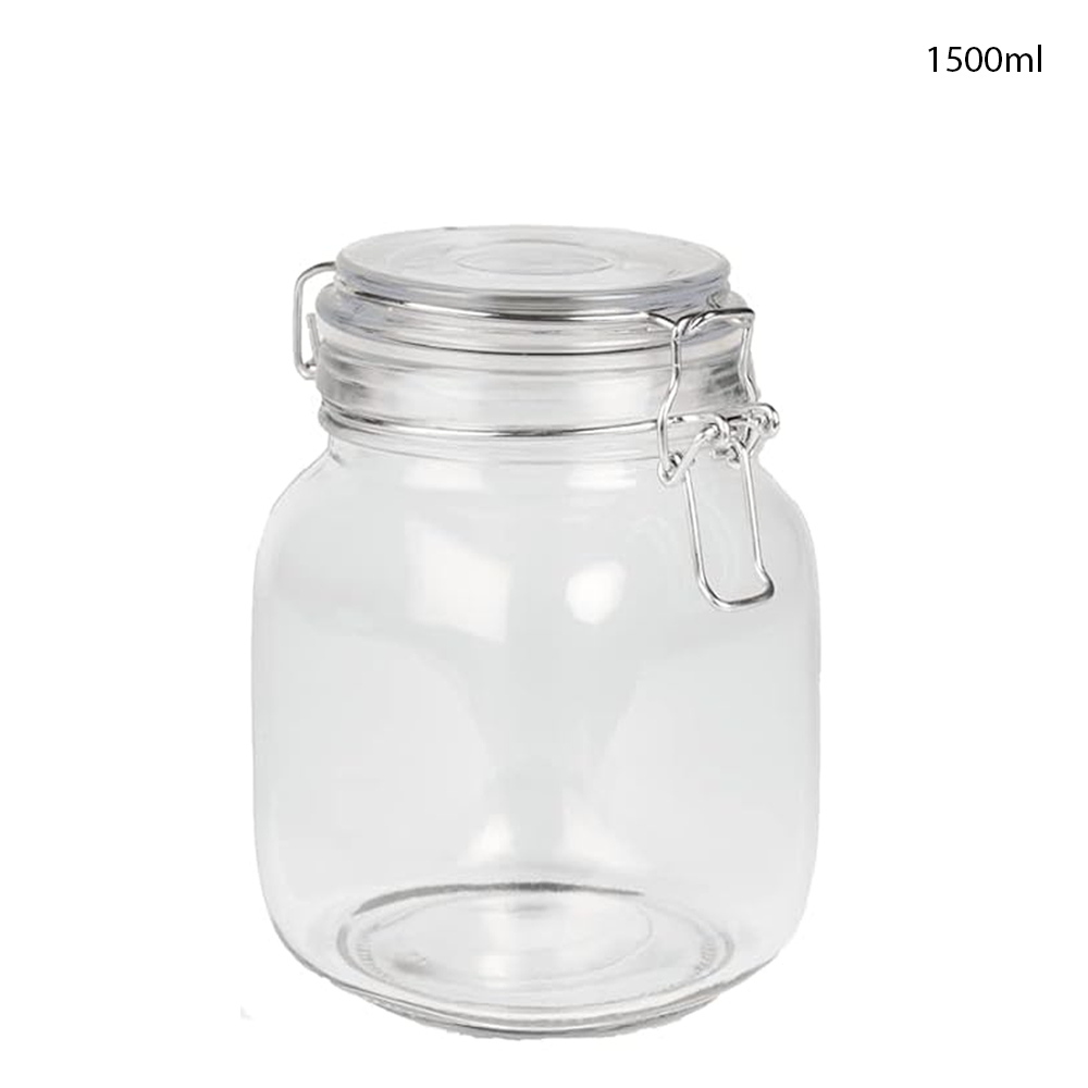 Willow Clip Top Glass Jars Perfect for Dry Food, Coffee Beans & Tea Bags 1500ML (24Pc/Ctn)