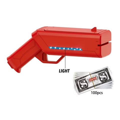 Super Money Spray Gun With Light,Prop Gun Make It Rain, Handheld Cash Gun for Game Movies Party