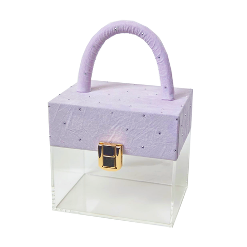 Large Clear Acrylic Gift Box  with Velvet Cover and Handle (17x10x16 Cms) - Willow