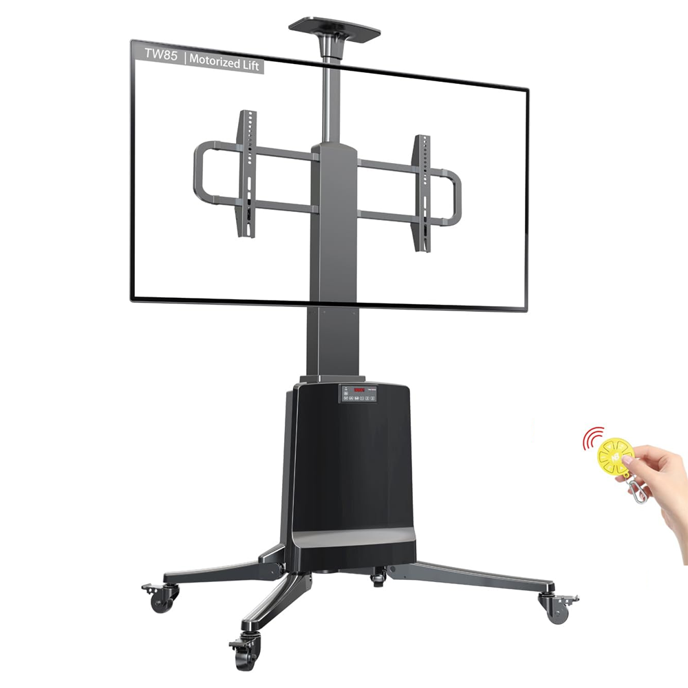 Floor TV Stand Rolling TV Cart for Large Screen 55-85 inch TVs | Motorized Lift TV Cart with Remote Control