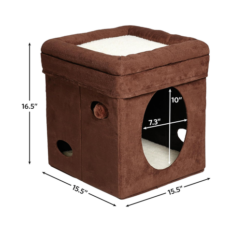 MidWest Homes for Pets Curious Cat Cubebrown Suede