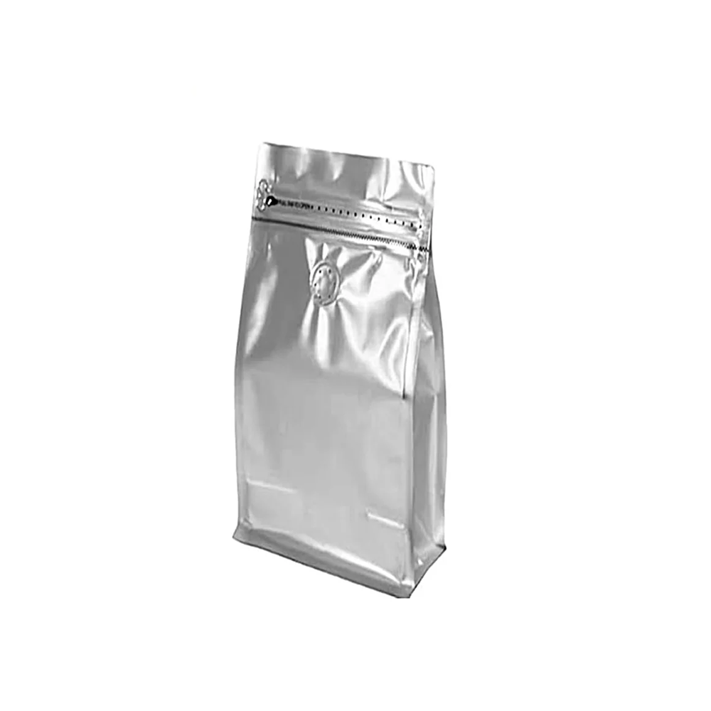 Stand Up Coffee Pouch / Flat Bottom Coffee Pouch with One Way Degassing Valve and Reusable Side Zipper (4oz, 120g, 50 Pc Pack)