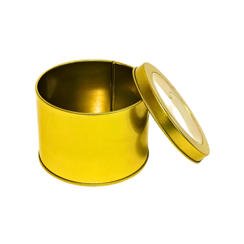 12Pc-Pack Empty Round Metal Tins with Clear Window (9x6.5 Cms) - Willow