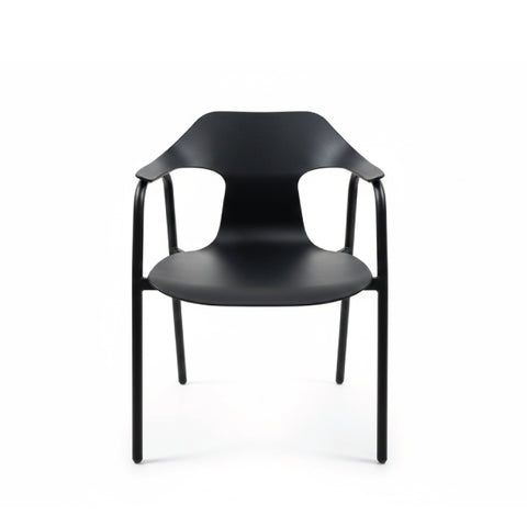 Olmecs Minimalist Polypropylene Black Chair with Metal Frame JP1575A