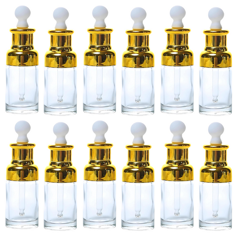 Willow Luxury Clear Glass Dropper Bottles - Thick 2oz (50ml) Leakproof Eye Dropper Bottles for Essential Oils, (12Pc Pack)