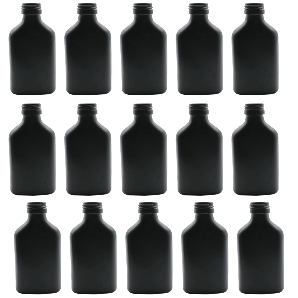 Willow 250ml Black Glass Flask Bottles with Black Tamper Evident Caps 80 Pc Carton