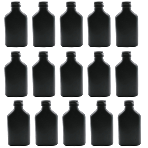 Willow 250ml Black Glass Flask Bottles with Black Tamper Evident Caps 80 Pc Carton